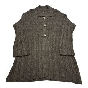 LANE BRYANT 22/24 Long Cardigan Sweater Cable Knit Snowflake Buttons Wool Blend
